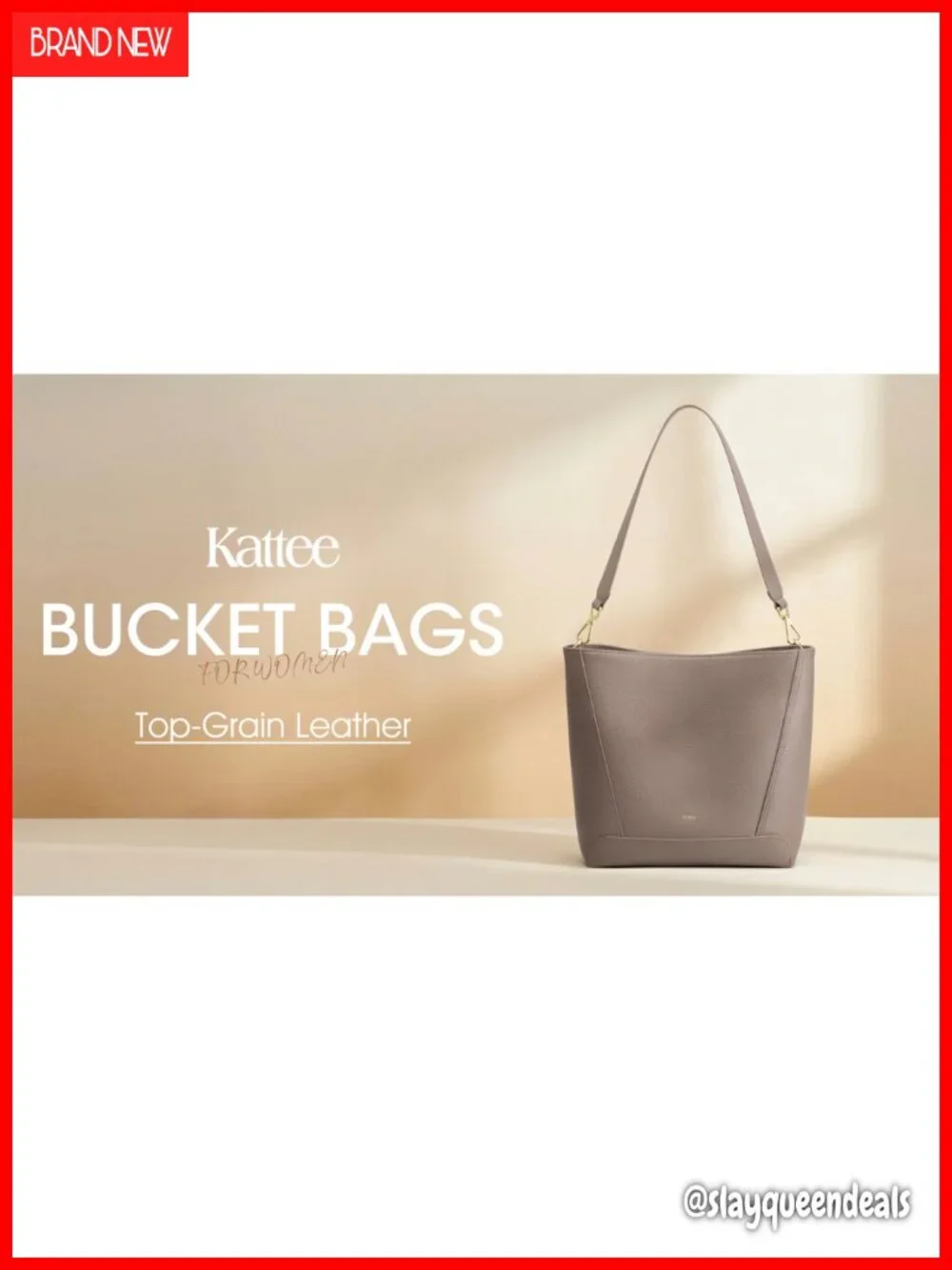 Top Grain Leather Bucket Bag with Two Straps